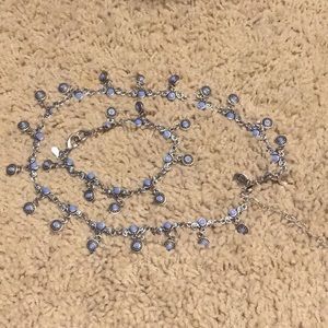 Vintage Premier Designs Antique Silver Tone Blue Stone Necklace/bracelet